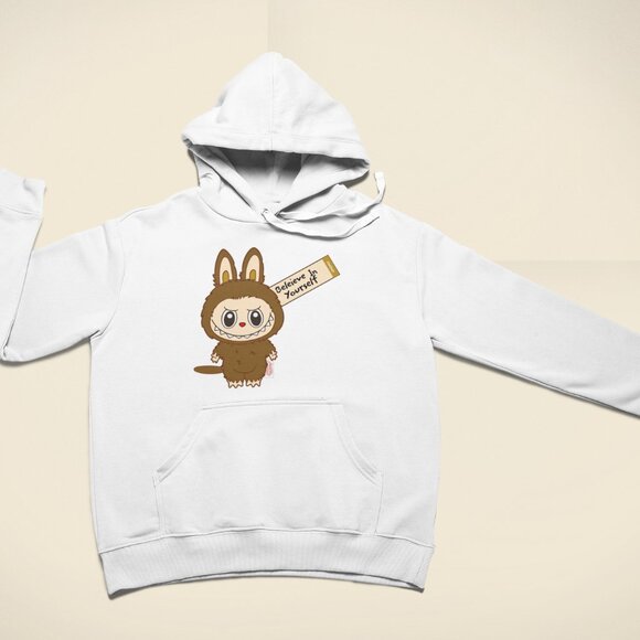 Labubu White hoodie Cute Mokoko Style Hoodie – “Believe in Yourself” - Picture 7 of 7